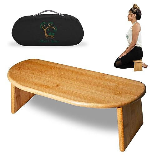 MONK & LLAMA Foldable Ergonomic Bamboo Meditation Bench Black Kneeling Stool - Perfect Seiza Bench Meditation Stool Chair for Prayer & Travel - Deeper & Enjoyable Sessions - Image 1