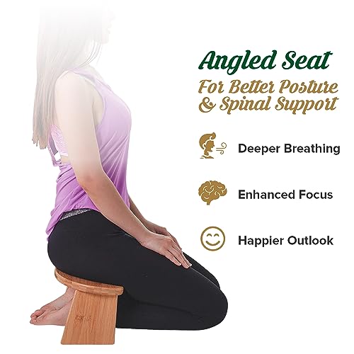 MONK & LLAMA Foldable Ergonomic Bamboo Meditation Bench Black Kneeling Stool - Perfect Seiza Bench Meditation Stool Chair for Prayer & Travel - Deeper & Enjoyable Sessions - Image 2