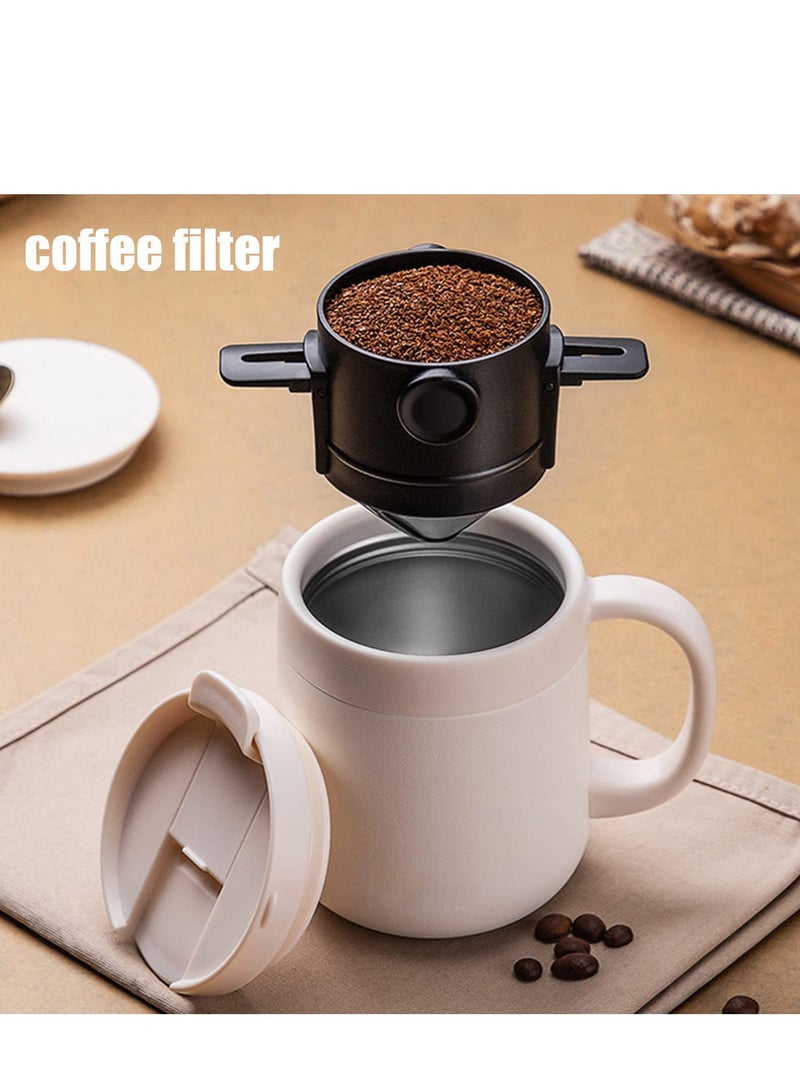 Excefore Reusable Pour Over Coffee Maker, Stainless Steel Cone Coffee Dripper Filter 1-2 Cup, Steel Cone Paperless Coffee Dripper with Collapsible Holders for Home, Office, Travel, Camping - Image 5