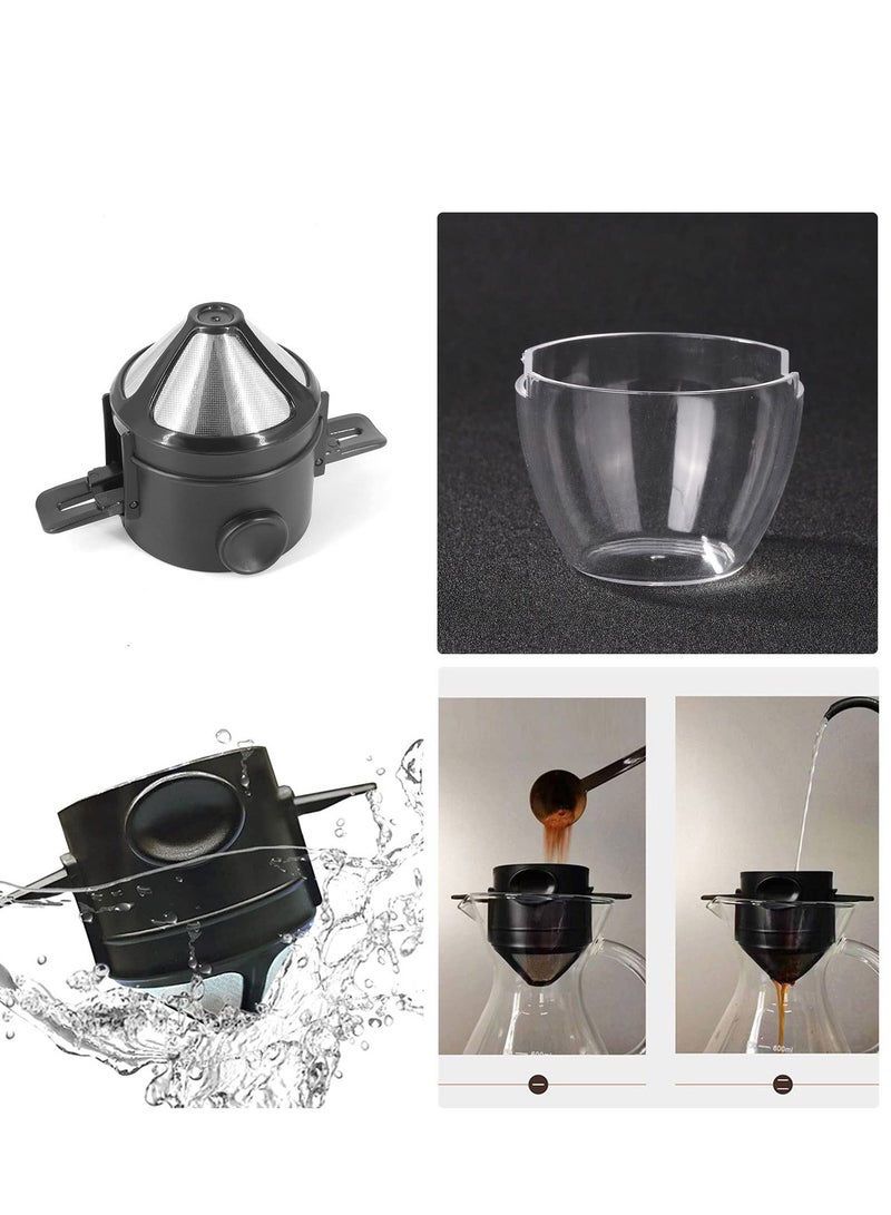 Excefore Reusable Pour Over Coffee Maker, Stainless Steel Cone Coffee Dripper Filter 1-2 Cup, Steel Cone Paperless Coffee Dripper with Collapsible Holders for Home, Office, Travel, Camping - Image 4