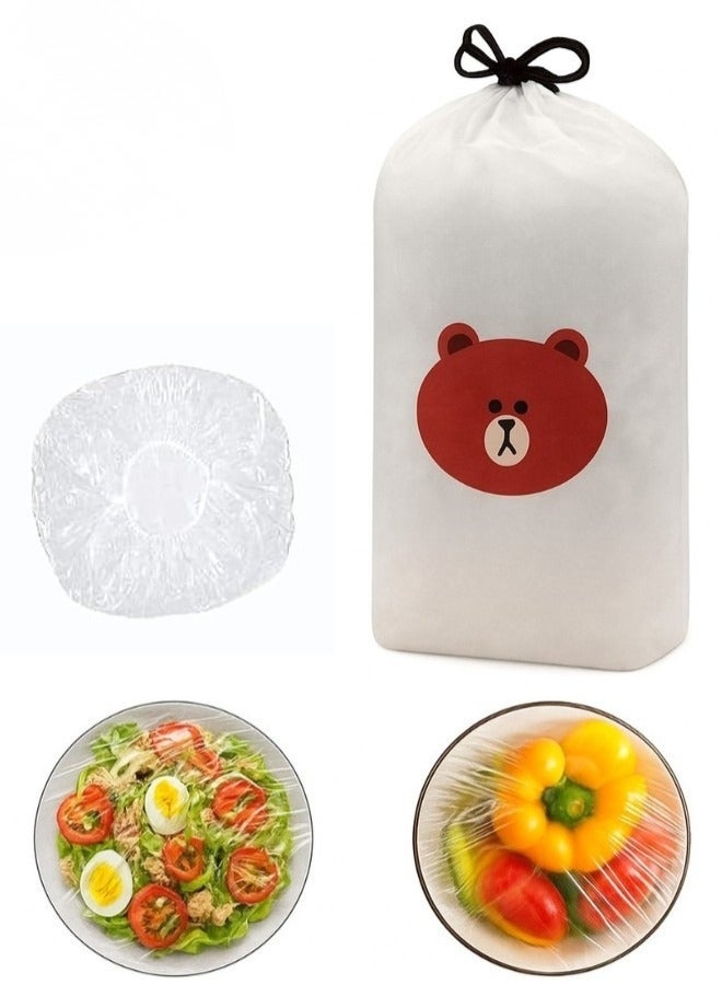 Fresh Keeping Bags 100pcs Food Covers,Fresh Keeping Bags,Elastic Storage Covers, ,Preservation Bags,Disposable Bags,Used Fruit And Storage, Transparent, Elastic Stretch Adjustable Bowl Lids, Universal Kitchen Wrap Seal Caps for Leftovers And Meal Prep - Image 1