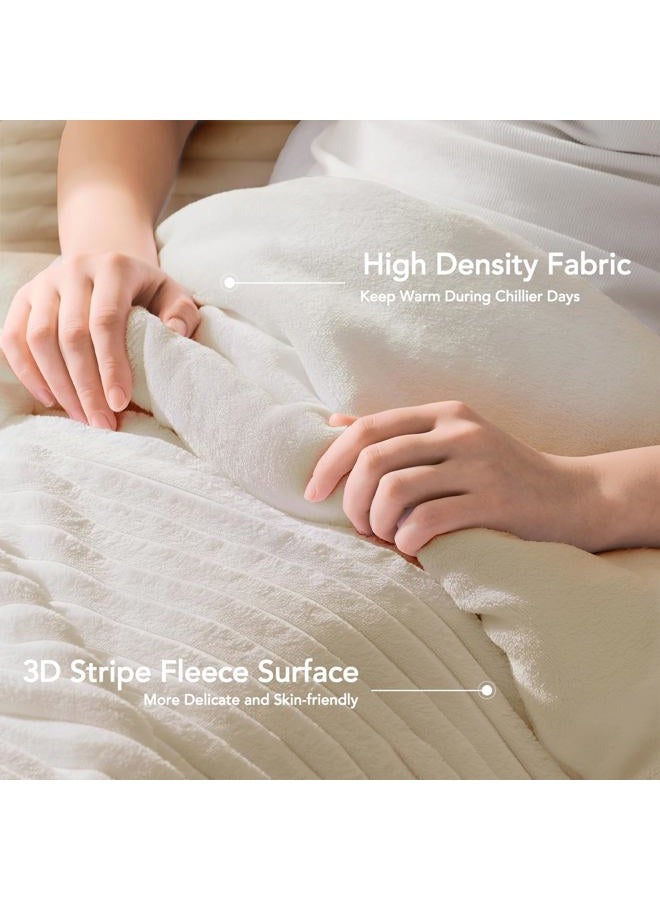 Quataly Fluffy Queen Comforter Set 3 Pieces - Soft & Fuzzy Beige Comforters Queen Size for Winter Fleece Bedding Set,1 Luxury Down Alternative Comforter with 2 Pillow Shams - Image 4