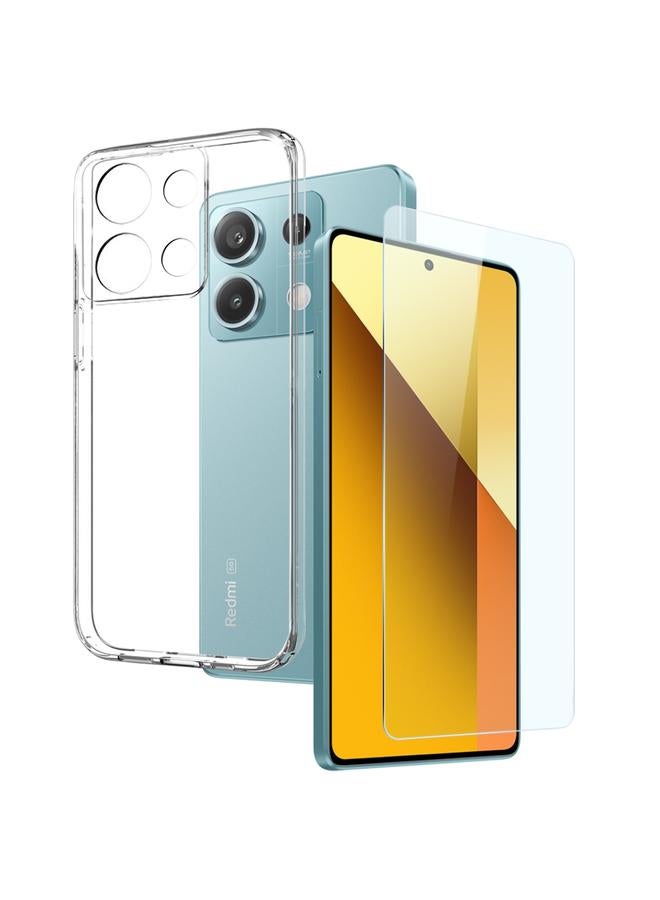 For Xiaomi Redmi Note 13 5G NORTHJO Transparent TPU Phone Case with Tempered Glass Film(Transparent)