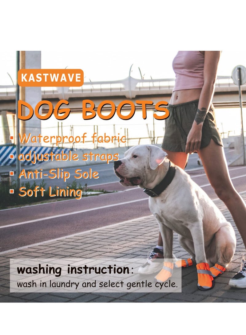 KASTWAVE Waterproof Dog Shoes for Large Medium Dogs Dog Booties Paw Protection with Adjustable Straps Rugged Anti-Slip Sole - Image 4