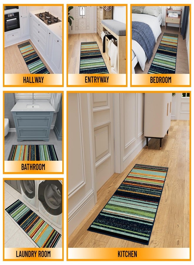 أتومانسون سجادة ممر أوتومانسون، مقاس 20 × 59 بوصة، سجاد مخطط مانع للانزلاق، سهل التنظيف، سجادة متينة وآمنة للحيوانات الأليفة، مناسبة للممرات والمداخل وغرف المعيشة والمطابخ، متعددة الألوان - Image 3