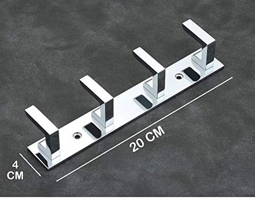 iSTAR 4 Pin Bathroom Cloth Hooks Hanger Door Wall Bedroom Bathroom Robe Hooks Rail for Hanging Keys,Clothes,Towel Steel Hook (Silver Pack of 4) - Image 2