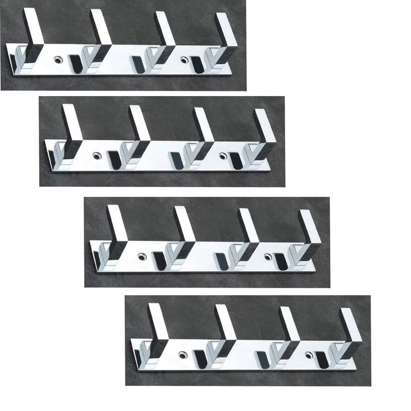iSTAR 4 Pin Bathroom Cloth Hooks Hanger Door Wall Bedroom Bathroom Robe Hooks Rail for Hanging Keys,Clothes,Towel Steel Hook (Silver Pack of 4) - Image 1
