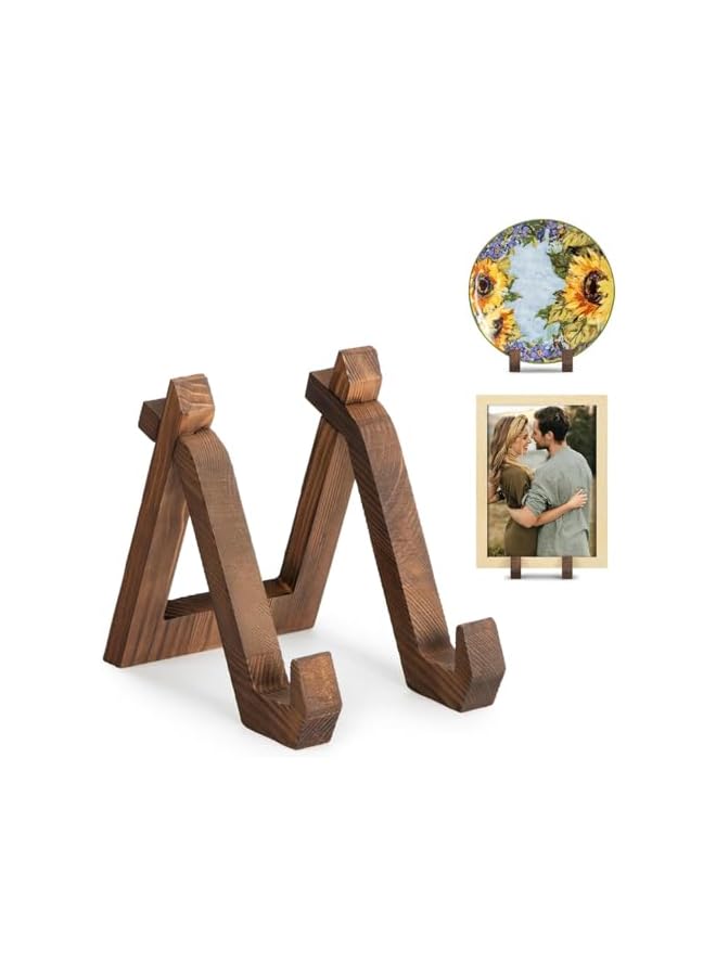 The Bros Wood Plate Stand & Easel, Decorative Display for Picture Frames, Dishes, Photos, and Platters - Image 2