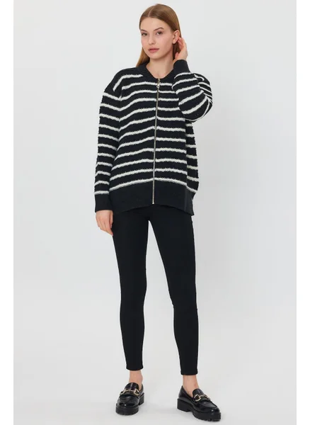 Alexander Gardi Striped Zippered Cardigan