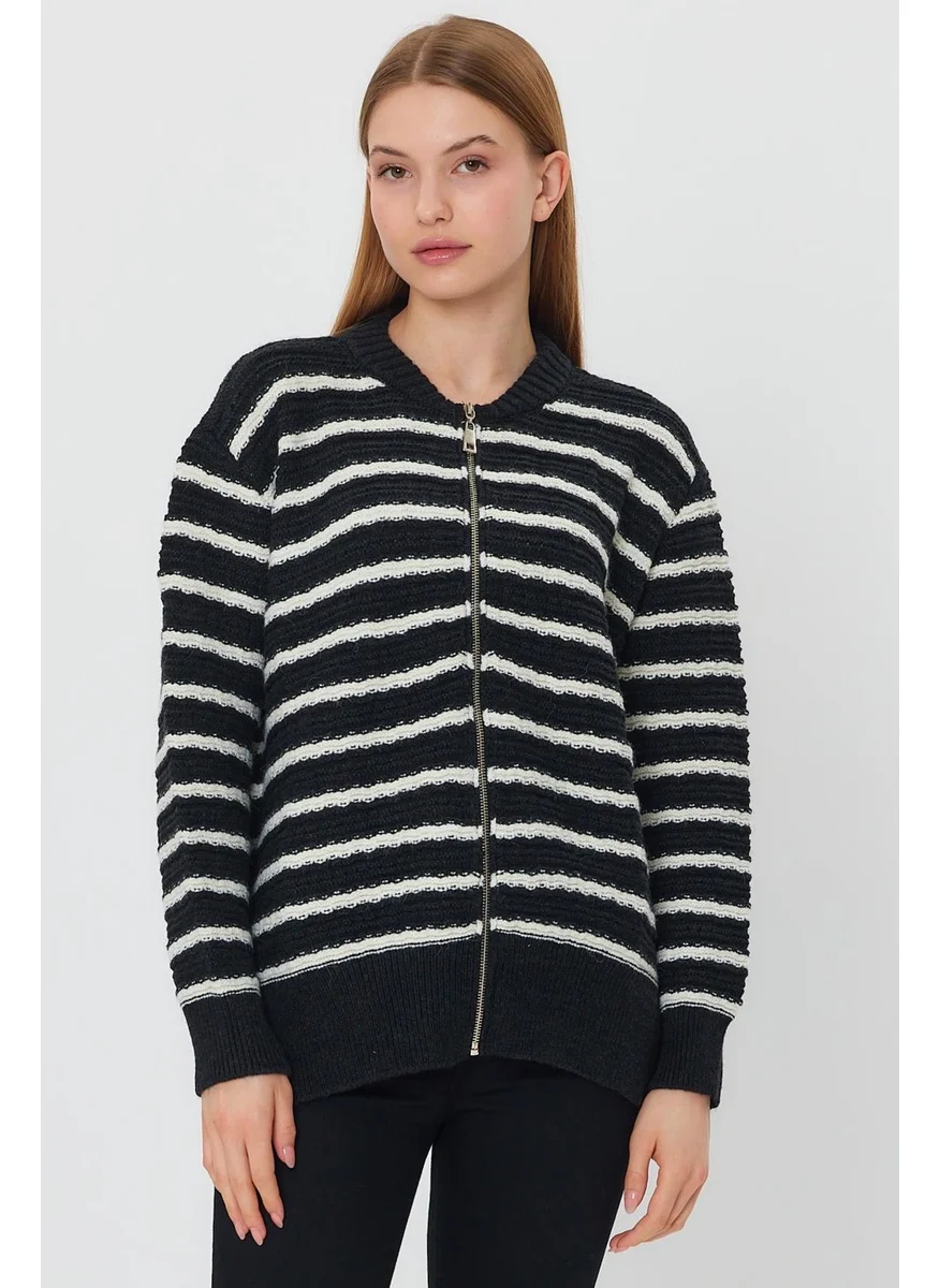 Alexander Gardi Striped Zippered Cardigan