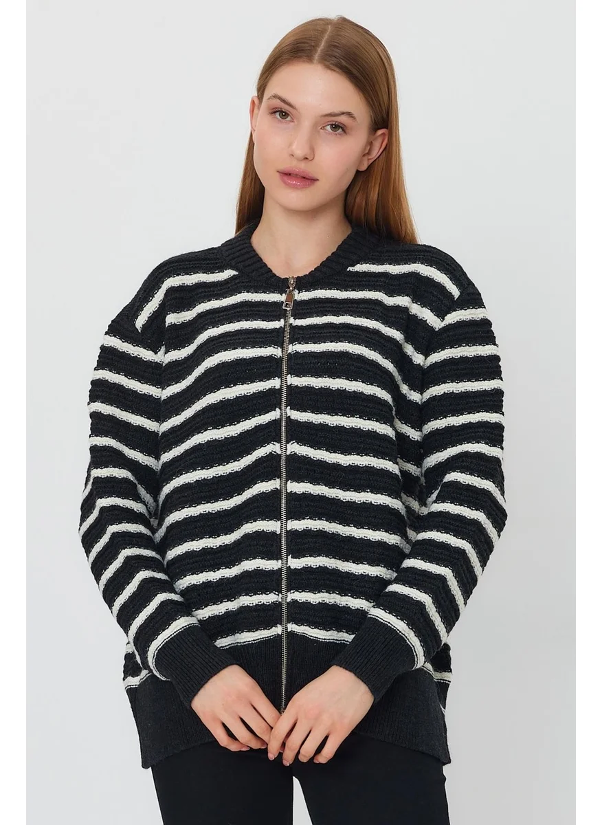 Alexander Gardi Striped Zippered Cardigan