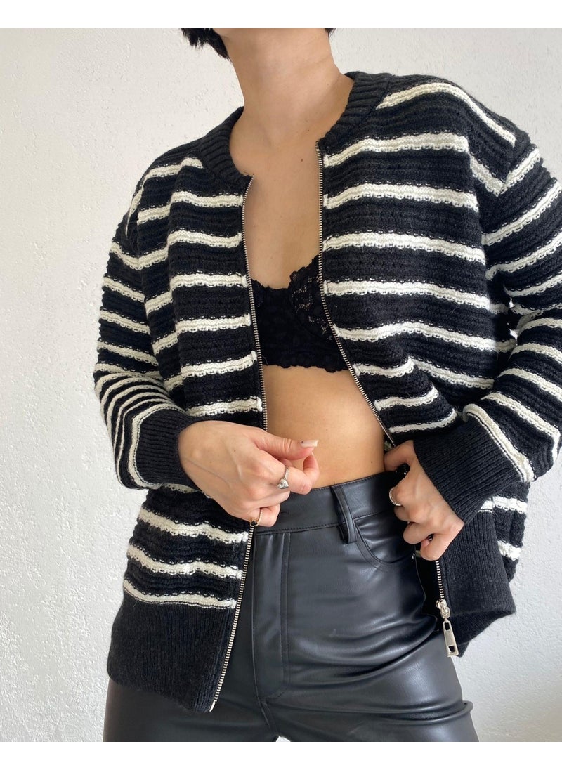 Alexander Gardi Striped Zippered Cardigan  - Image 2