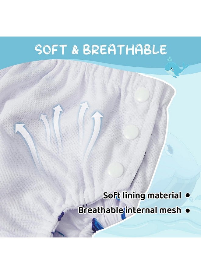 Durio Reusable Swim Diapers for Baby Toddler Newborn Washable Water Diapers for Swimming Beach Essentials A-White Whale 2-3 T - Image 3