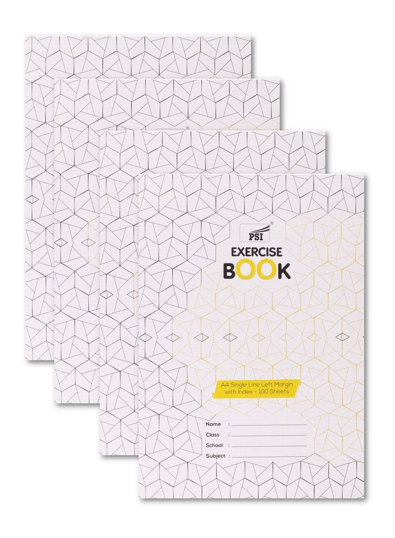 Psi 4-Piece A4 Size Single Line Notebook 100 Sheets  - Image 1