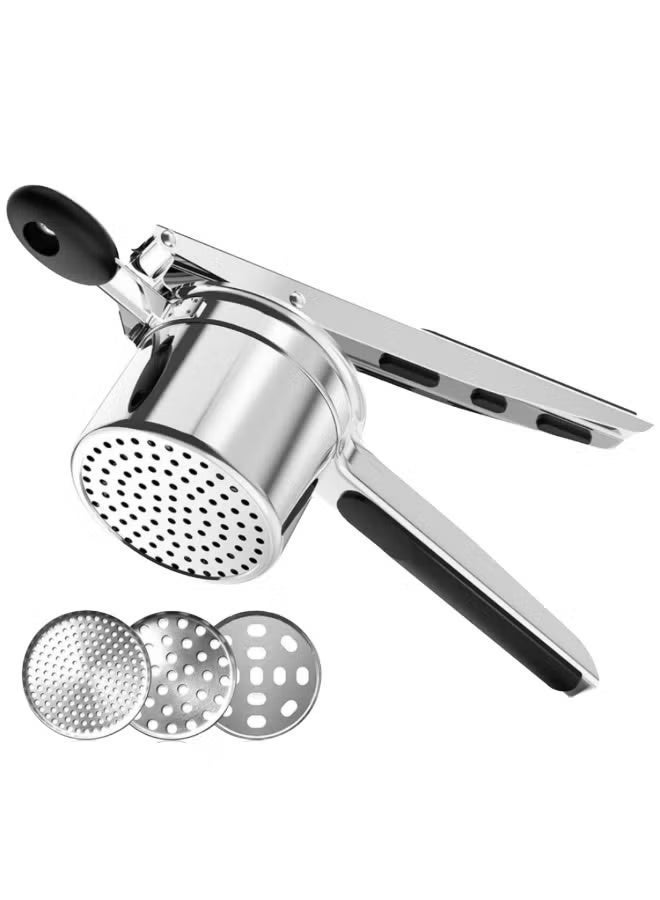 ELTRAZONE Premium Stainless Steel Potato Ricer with 3 Interchangeable Discs, Heavy-Duty Kitchen Press, Manual Potato Masher & Vegetable Press, Ergonomic Handle, Durable Stainless Steel Food Mill for Smooth Mashed Potatoes, Gnocchi, Baby Food & Kitchen Cooking Use - Image 2