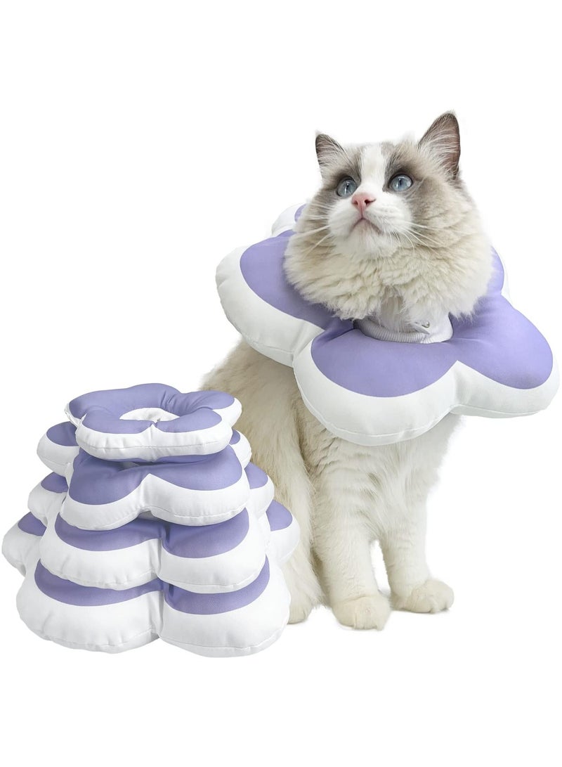 Generic Cat Cone Collar Waterproof Soft Cone Collar, Cat Cone Collar, Cute Flower Waterproof Elizabethan Era Cat Anti Bite Licking Wound Healing Protective Pet Recovery Collar (S)  - Image 1