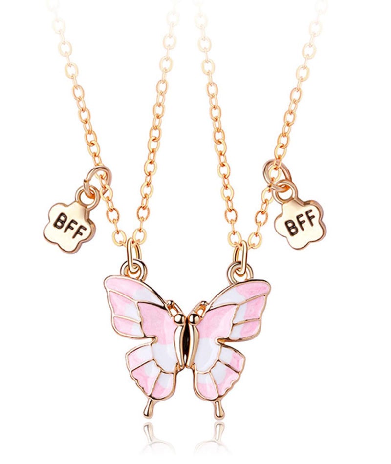 squishy 2Pcs Friendship Necklace, Friendship Gifts, Best Friend Necklace for Girls, Meaningful Gift for Friendship Celebrations (2Pcs（Pink) - Image 1