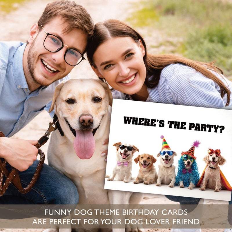 Gooji 5x7 Where's Party Dogs Birthday Card â€“ Funny Birthday Cards for Women â€“ Fun Happy Birthday Card for Husband and Wife â€“ Mom, Dad, Best Friend, Son, Daughter - Image 2