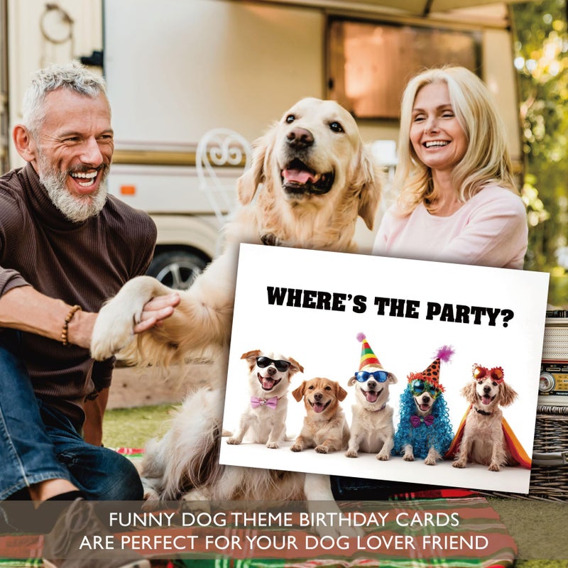 Gooji 5x7 Where's Party Dogs Birthday Card â€“ Funny Birthday Cards for Women â€“ Fun Happy Birthday Card for Husband and Wife â€“ Mom, Dad, Best Friend, Son, Daughter - Image 5
