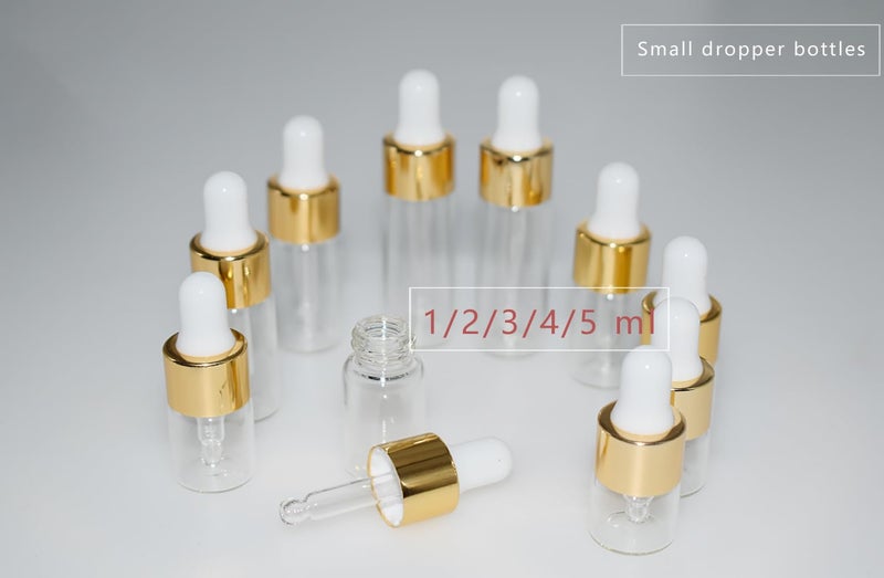 Hustar Small Dropper Bottle, 1ml+2ml+3ml+4ml+5ml 10Pcs Mini Glass Sample Dropper Bottles for Travel Liquids tiny - Image 2