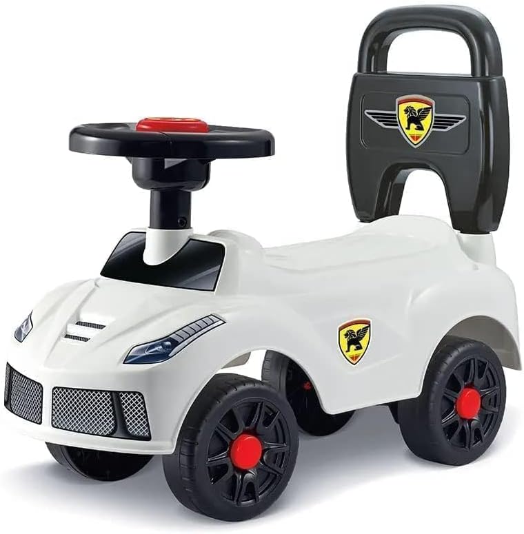 AGD Ride On Car for Kids with Steering Wheel and Removable Backrest - White/Black - Image 2