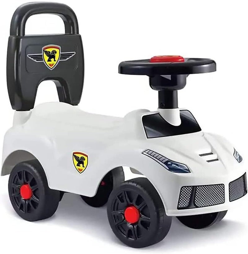AGD Ride On Car for Kids with Steering Wheel and Removable Backrest - White/Black - Image 1