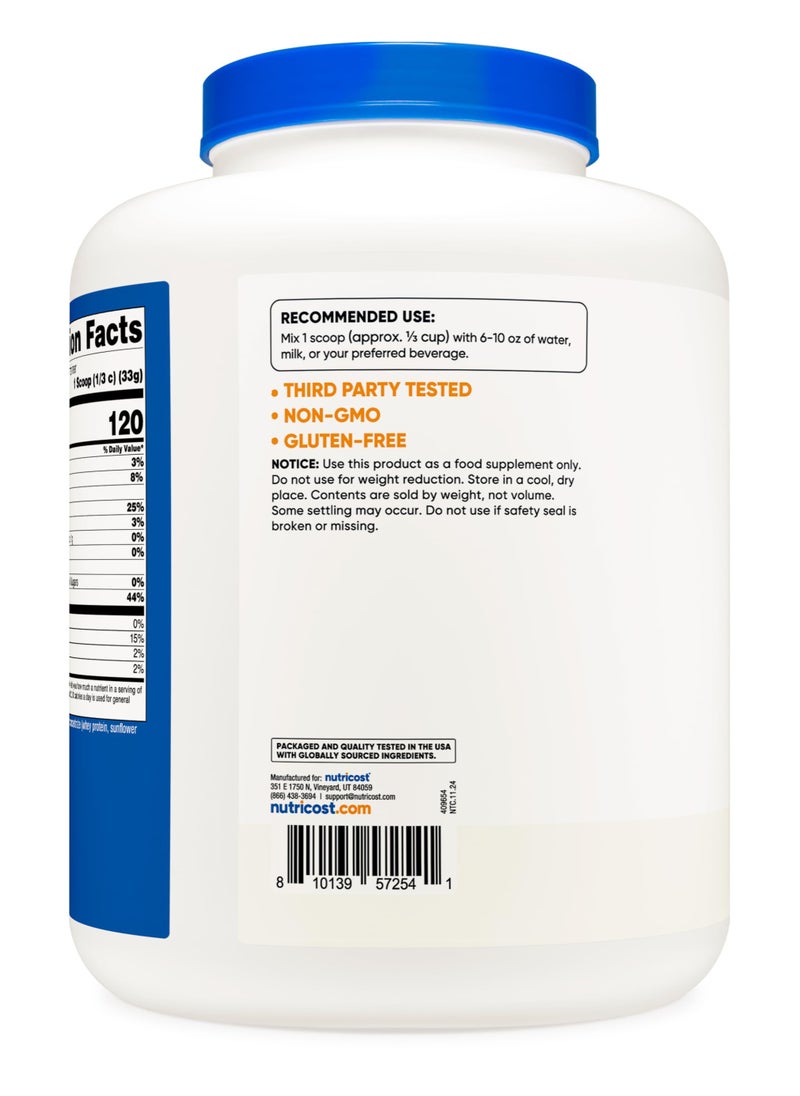 Nutricost - Whey Protein Concentrate, 25 G Protein Per Serving | 69 SERVINGS | 5 LB Per Container - Unflavored Net Wt.5 LB ( 2268 G ) - Image 1