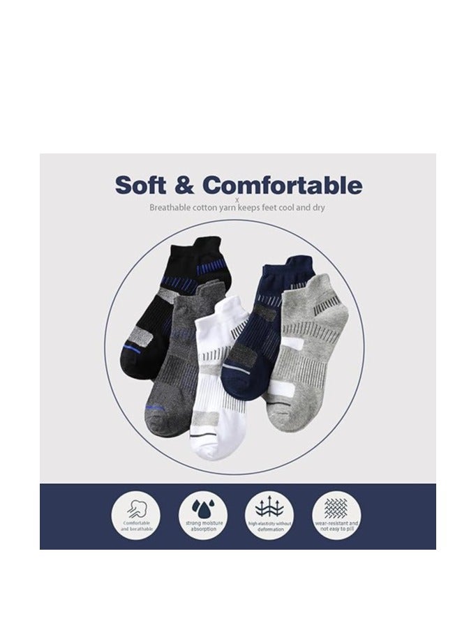 VIUAUAX Men's Athletic Socks, 5-Pack – Low-Cut, Sweat-Wicking, Anti-Odor for All Seasons - Image 3