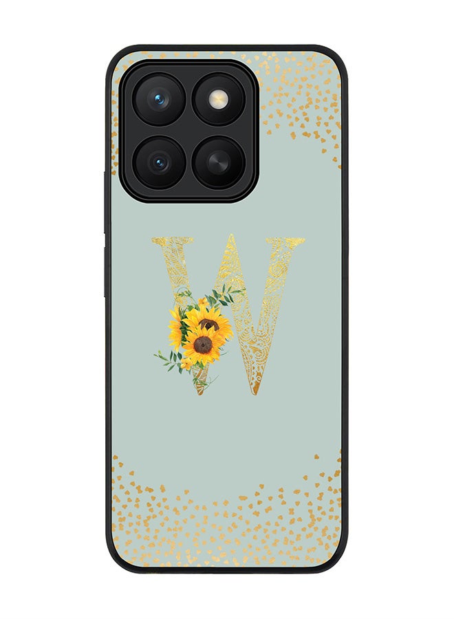 Stylizedd For Honor X8c Case,Slim fit Camera Protection, Shockproof Thin Phone cover  - Custom Floral Monogram - W  (Light Grey )