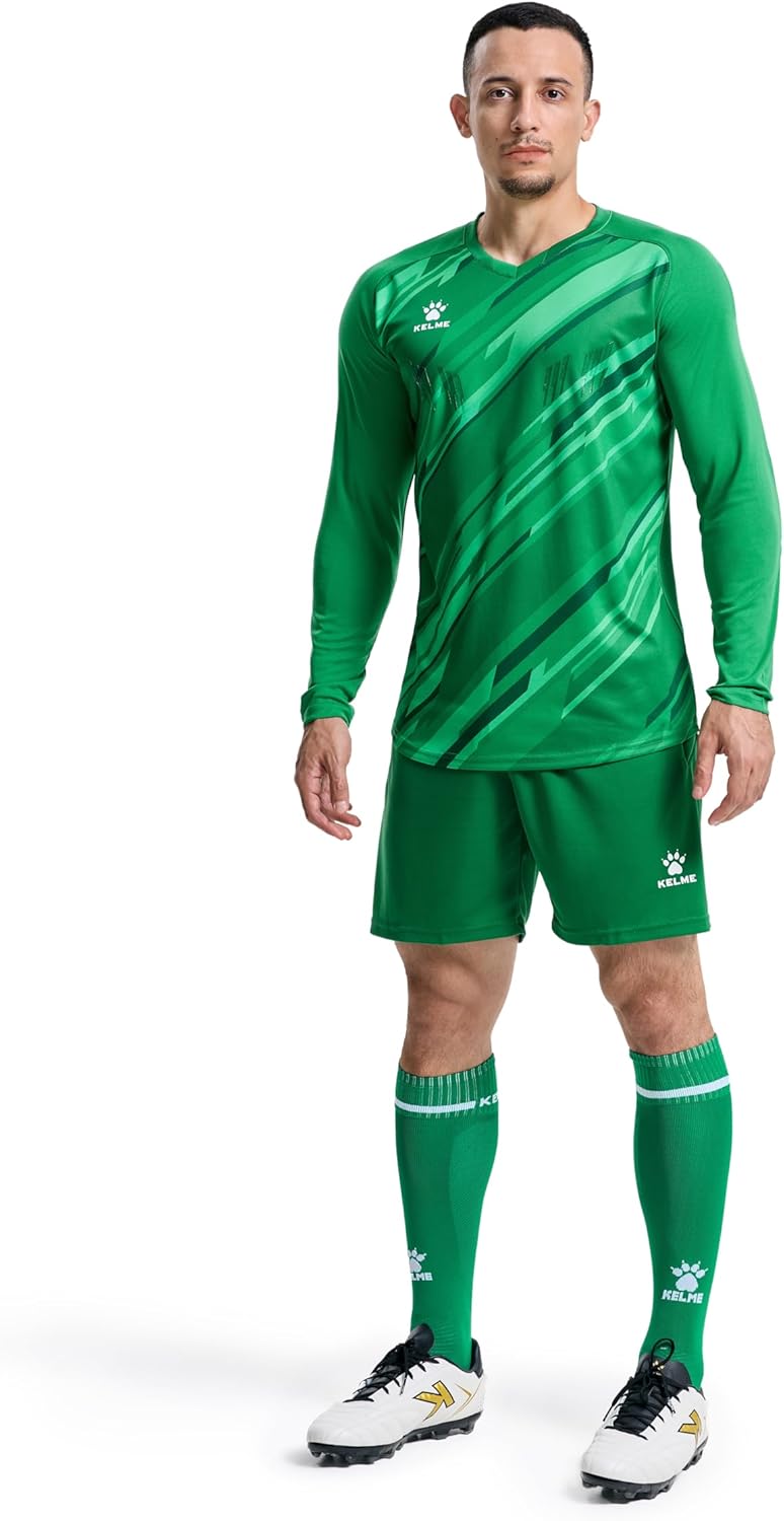 KELME قمصان حراس مرمى كرة القدم للرجال، طقم حارس مرمى مبطن، قميص وسروال حارس مرمى للشباب مع جوارب خضراء كبيرة - Image 5
