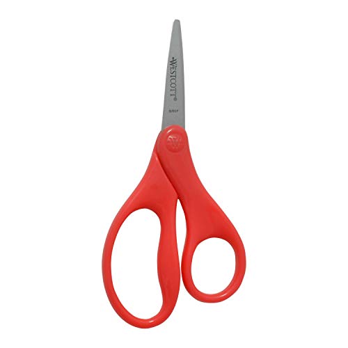 Westcott Kids Scissors, 5 Inch, Pointed, Pack of 6-3 Red and 3 Blue - Image 5