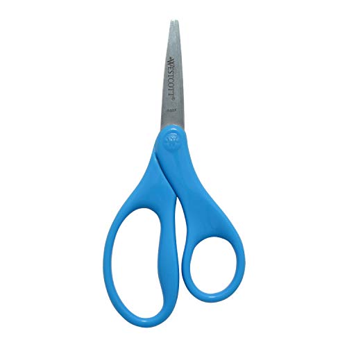 Westcott Kids Scissors, 5 Inch, Pointed, Pack of 6-3 Red and 3 Blue - Image 3