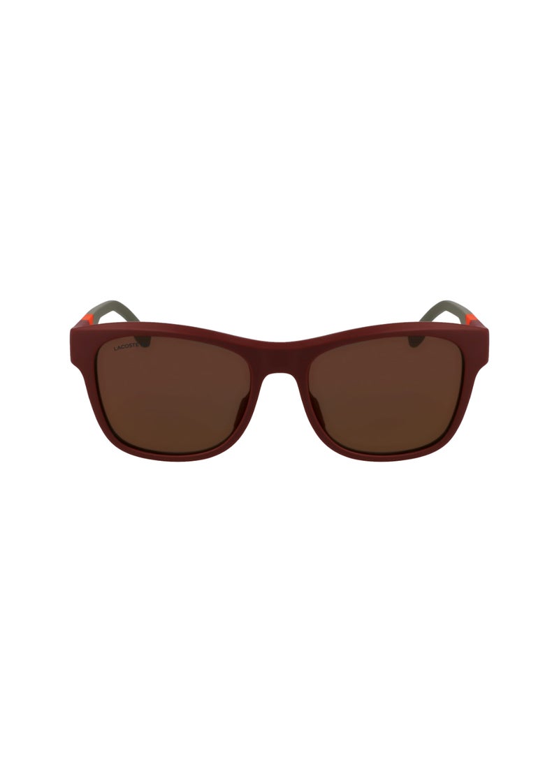 LACOSTE FULL RIM INJ-RUBBER INJECTED LACOSTE SUNS L6043S 5618 (601) MATTE BURGUNDY/ORANGE MIRROR  - Image 2