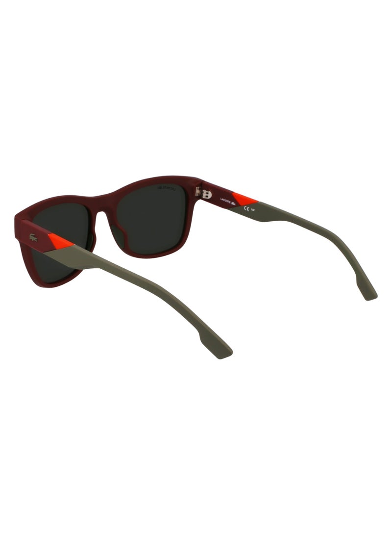 LACOSTE FULL RIM INJ-RUBBER INJECTED LACOSTE SUNS L6043S 5618 (601) MATTE BURGUNDY/ORANGE MIRROR  - Image 5