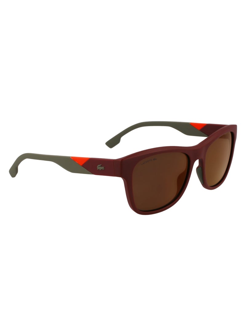 LACOSTE FULL RIM INJ-RUBBER INJECTED LACOSTE SUNS L6043S 5618 (601) MATTE BURGUNDY/ORANGE MIRROR  - Image 3