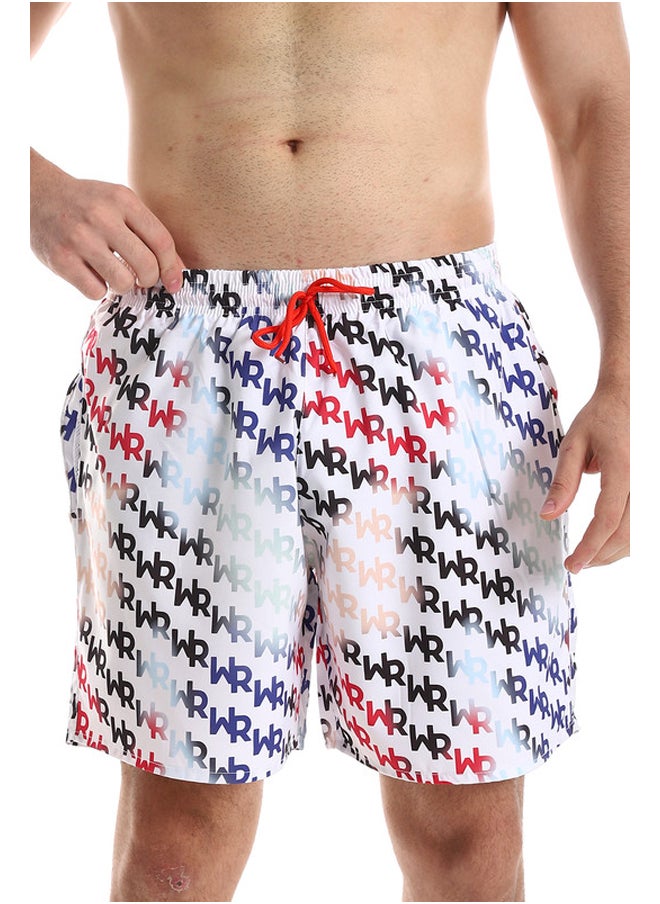 WHITE RABBIT Side Pockets Crabs Patterned Board Shorts-SwuimSuit  - Image 1