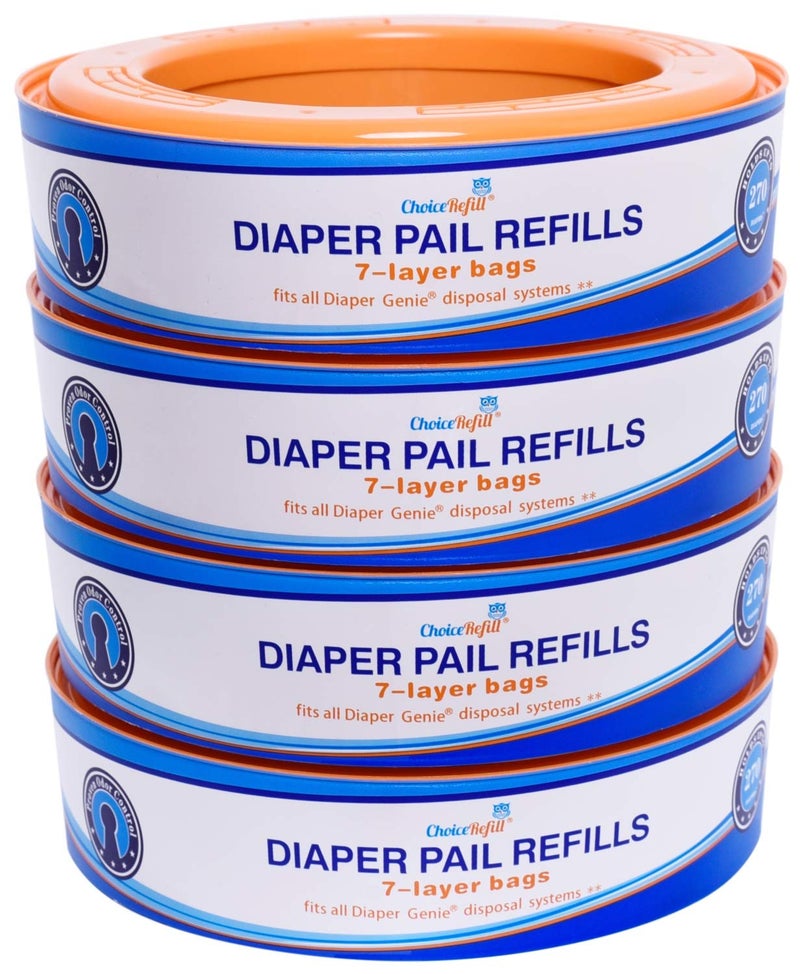 تشويس ريفيل Compatible with Diaper Genie Pails, 4-Pack, 1080 count - Image 1