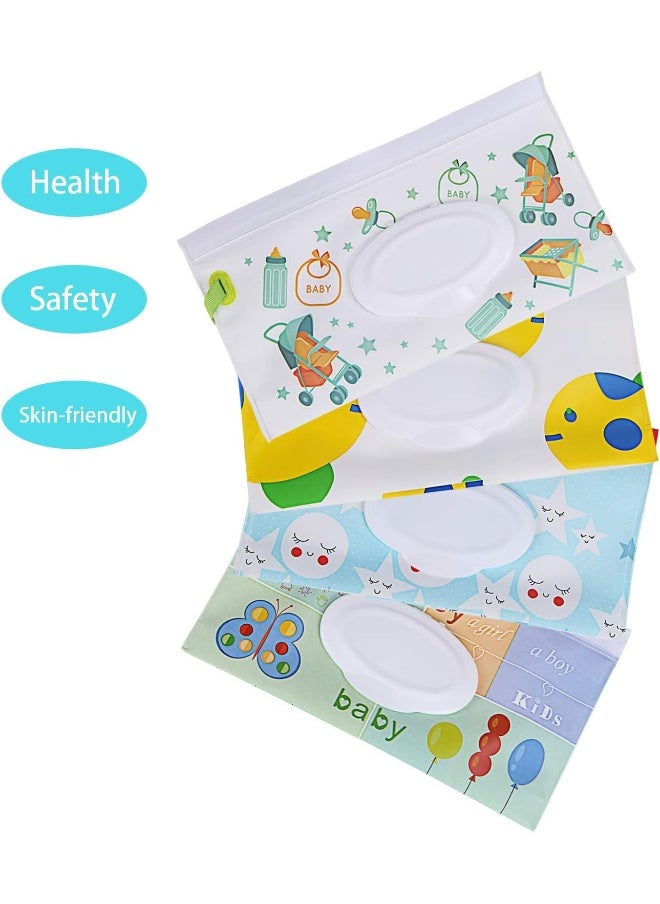 FEBSNOW FEBSNOW 4 Pack Baby Wipes Container, Reusable Portable Wet Wipe Pouch, Wipe Dispenser Container, Baby Travel Wet Wipe Holder  - Image 3