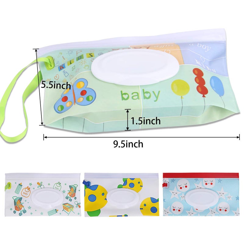 FEBSNOW 4 Pack Baby Wipes Container, Reusable Portable Wet Wipe Pouch, Wipe Dispenser Container, Baby Travel Wet Wipe Holder - Image 4