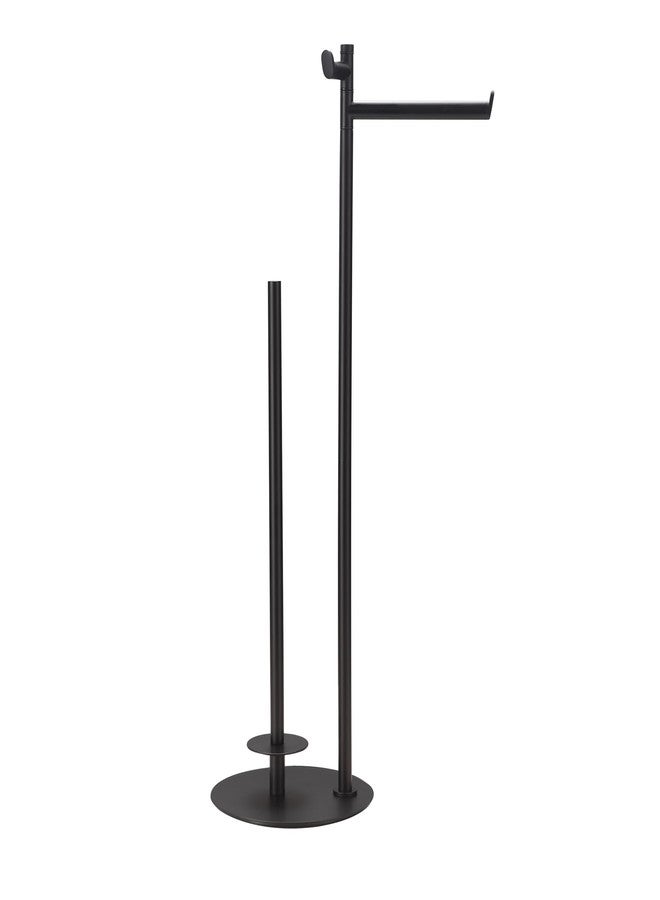 BVL Toilet Paper Holder Stand, Matte Black with Extra Heavy Base, Holds 5 Rolls, Waterproof Pad, Minimalist Design, 304 Stainless Steel, Rustproof & Space-Saving with Hook - Image 1