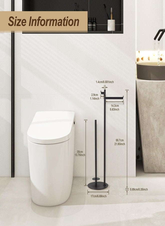 BVL Toilet Paper Holder Stand, Matte Black with Extra Heavy Base, Holds 5 Rolls, Waterproof Pad, Minimalist Design, 304 Stainless Steel, Rustproof & Space-Saving with Hook - Image 3