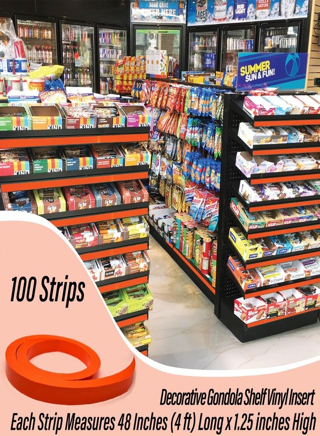 STORE FIXTURES DIRECT Decorative Gondola Shelving Pre Cut Vinyl Insert Strips 48" x 1.25" Shelf C-Channel, Orange, 100 Pack - Image 5