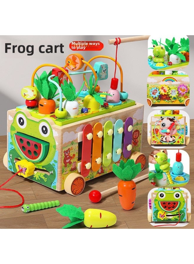 Cpc Children's Educational Toys Farm Radish Toy Shape Matching Product Wooden Intelligence Car Baby 1-3 Years Old-Color:Hand-painted Frog Cart - Image 1