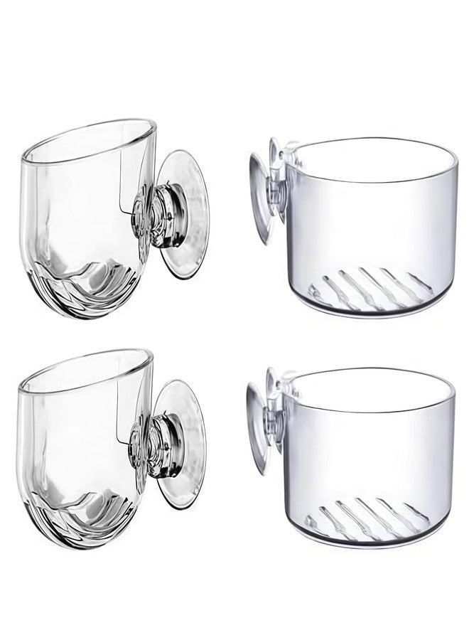 4 أكواب نباتات مائية شفافة من الأكريليك مع قاعدة شفط - زينة لحوض السمك، شكلان لتزيين حوض السمك - Image 1