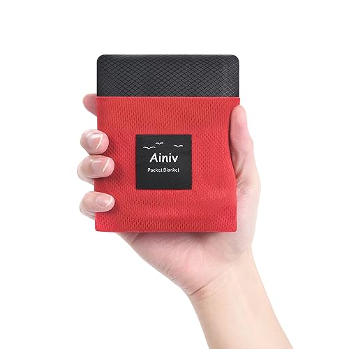Ainiv Picnic Blanket, Mini Pocket Beach Mat 55.1 x 70.8IN (3-5 People) Foldable, Lightweight Waterproof Sand Free, Foldable Thin Ground Sheet for Outdoor Camping Hiking Travel - with Hand Strap - Image 1