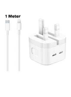 DIGI CORE iPhone Charger 50W USB-C Dual Port Power Adapter iPhone Fast Charger With Type-C To Lightning Cable 1 Meter White USB C Wall Fast Charger Compatible With iPhone All Models Best For iPhone 14 Series  - Image 2