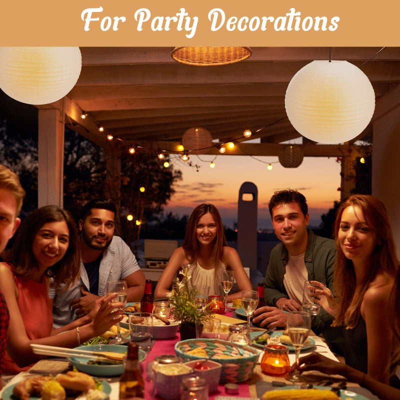 Lanties 2 Pcs Chinese Paper Lantern 30 Jumbo Round Lantern Lamp Japanese Hanging Ball luminary for Bridal Shower Decoration Anniversary Birthday Classroom Ceiling Wedding Party Supply(White) - Image 5
