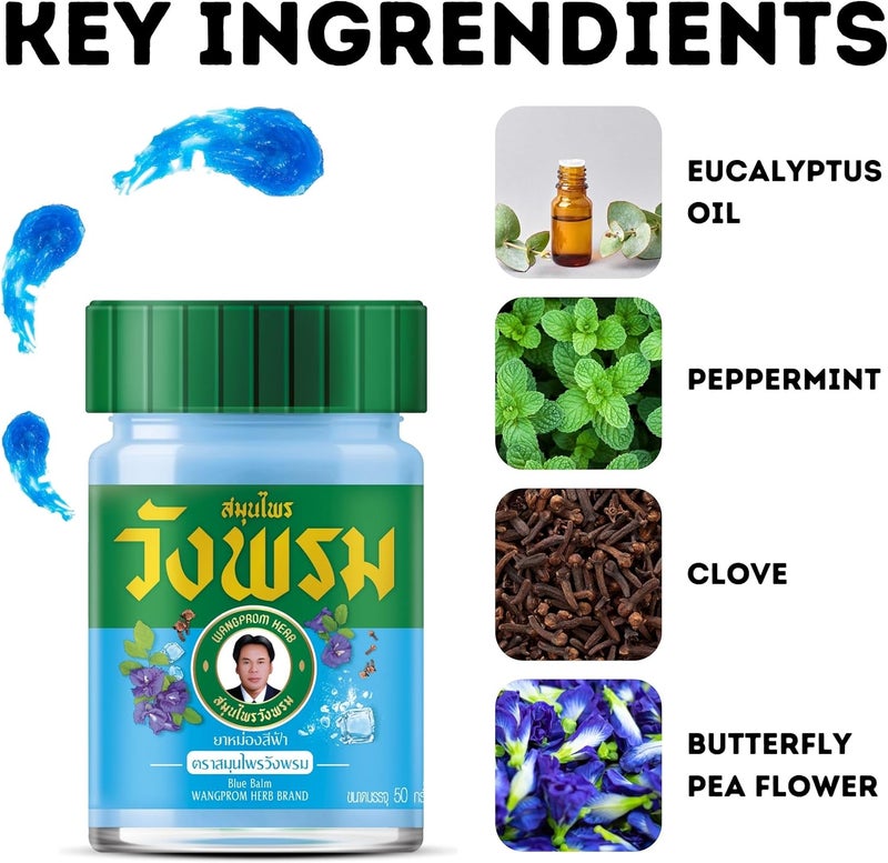 WANG PROM Herbal Balm 50g Blue Cool Salve - Image 2