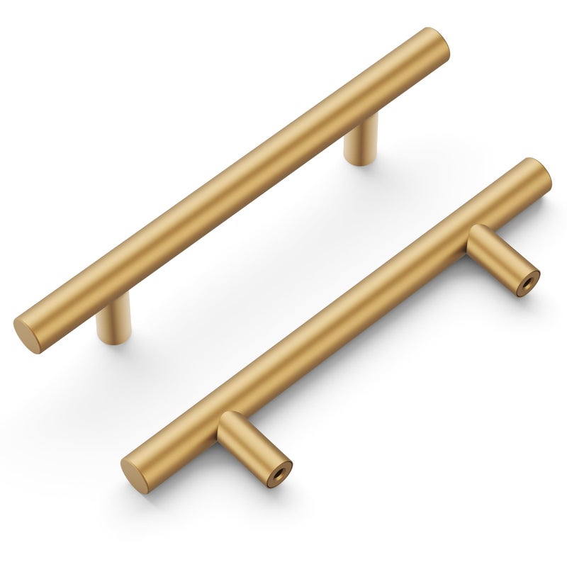 Hickory Hardware 10 Pack Kitchen Cabinet Handles Drawer Pulls for Doors Dresser Drawers Hardware for Bathroom 334 Inch 96mm Hole Center Brushed Brass Heritage Collection - Image 2