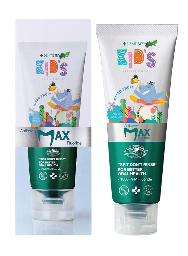 DENTISTE Kids Anticavity Max Fluoride Toothpaste 60G. Mixed Fruit Flavour, For Kids Of Age 6+. - Image 1